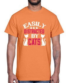 easily distracted by cats Style 46#- cats- Cotton Tee