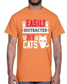 easily distracted by cats Style 47#- cats- Cotton Tee