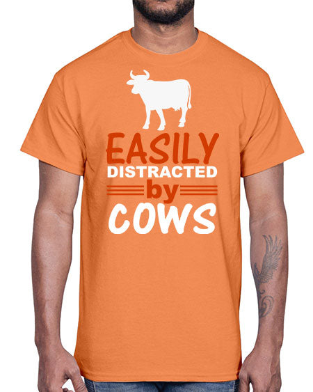 easily distracted by cows Style 4#- cow- Cotton Tee