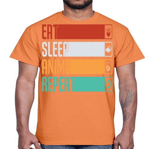 eat sleep anime repeat225#- anime- Cotton Tee