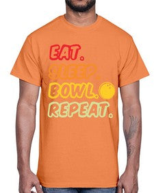 eat sleep bowl repeat 349#- bowling- Cotton Tee