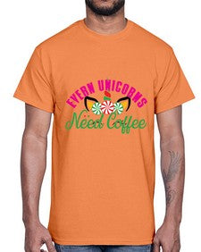 evern unicorns need coffee 126#- unicorn- Cotton Tee
