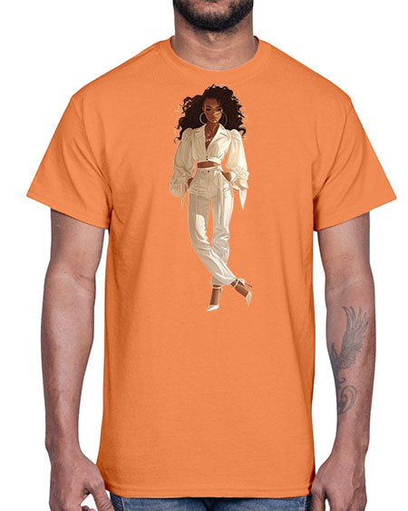 fashion girl in white 78#-  fashion- Cotton Tee