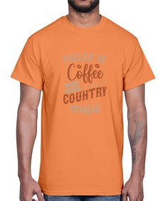 fueled by coffee and country music 468#- western- Cotton Tee