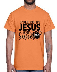 fueled by jesus and sweet tea 990#- tea- Cotton Tee