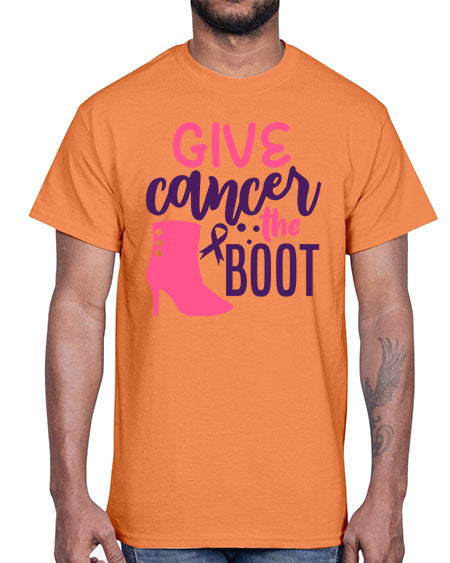 give cancer the boot Style 1#- breast cancer- Cotton Tee