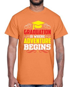 graduation is where adventure beings 226#- graduation- Cotton Tee