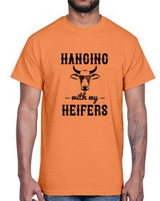 hanging with my heifers 501#- western- Cotton Tee