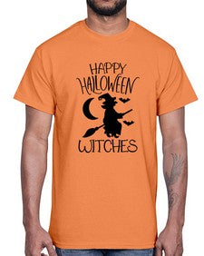 happy halloween witches 35#- witch- Cotton Tee