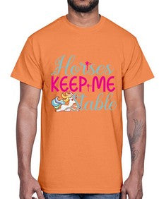 horses keep me stable 170#- unicorn- Cotton Tee