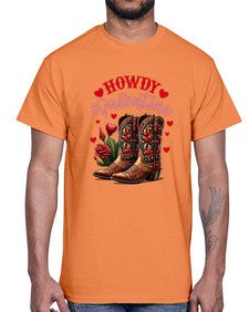 howdy valentine cowgirl boots 538#- western- Cotton Tee