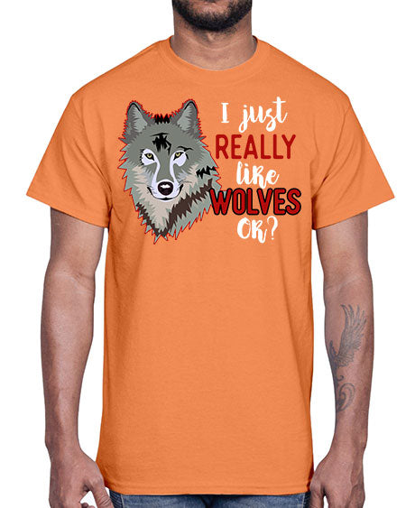 i just really like wolves- wolf- Cotton Tee