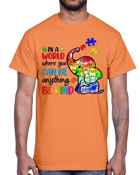 in a world where you can be anything be kind- autism- Cotton Tee