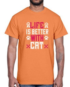 life is better with cat Style 65#- cats- Cotton Tee