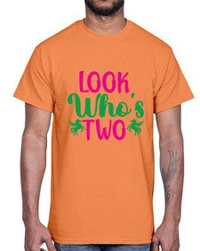 look whos two 268#- unicorn- Cotton Tee