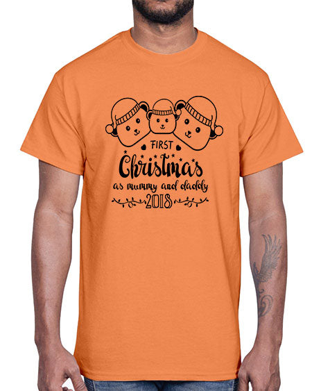 my first christmas bear family black 193#- bears - animals- Cotton Tee