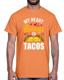my heart belongs to tacos 1423#- tacos- Cotton Tee
