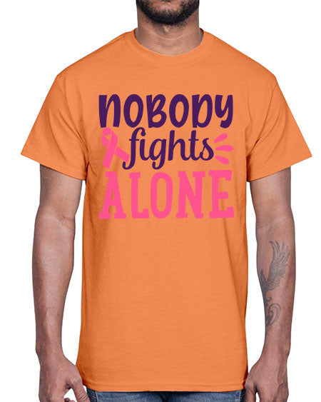 nobody fights alone Style 6#- breast cancer- Cotton Tee