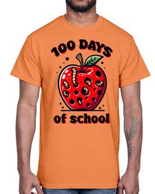 one hundred Days of School Apple 572#- one hundred days- Cotton Tee