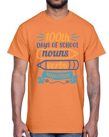 one hundred days of school nound verbs adjevtives 574#- one hundred days- Cotton Tee