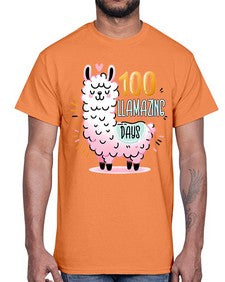 one hundredth Day of School Llama 599#- one hundred days- Cotton Tee