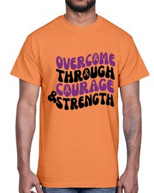 overcome through courage strength 204#- alzheimers- Cotton Tee