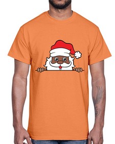 peekaboo black santa 19#- black boys or men- Cotton Tee