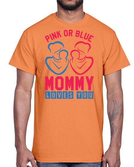 pink or blue Mommy Loves you Style 187#- baby shower- Cotton Tee