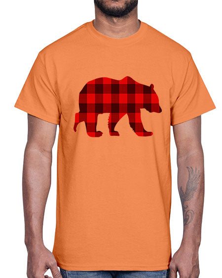 plaid bear 227#- bears - animals- Cotton Tee
