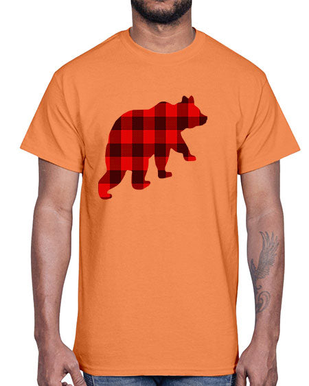 plaid bear 229#- bears - animals- Cotton Tee