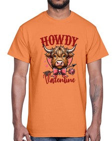 retro vintage howdy valentine bow 1016#- western- Cotton Tee