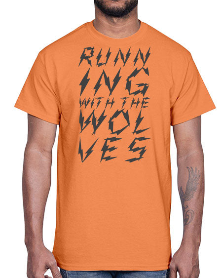 running with the wolves- wolf- Cotton Tee