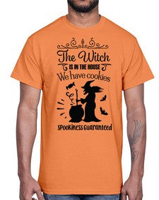 the witch is in the house sign 20#- witch- Cotton Tee