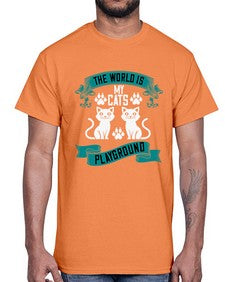 the world is my cats playground Style 119#- cats- Cotton Tee