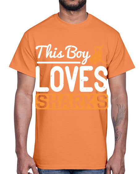 this boy loves sharks Style 14#- shark-fish- Cotton Tee