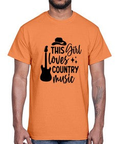 this girl loves country music 1163#- western- Cotton Tee