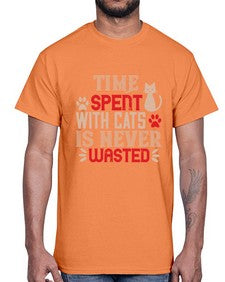 time spend with cat is never wasted Style 121#- cats- Cotton Tee
