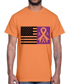 usa flag with alzheimers cancer 219#- alzheimers- Cotton Tee
