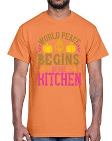 world peace begins in the kitchen 496#- vegan- Cotton Tee