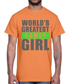 worlds greatest gamer girl 166#- video games- Cotton Tee