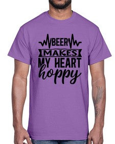 Beer Makes My Heart Hoppy 254#- funny- Cotton Tee