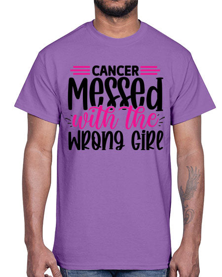 Cancer Messed with the Wrong Girl 29#- breast cancer- Cotton Tee