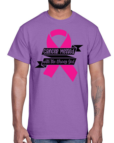 Cancer Messed with the Wrong Girl 30#- breast cancer- Cotton Tee