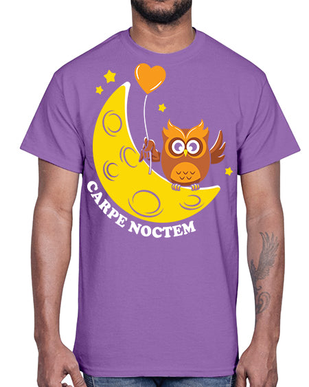 Carpe Noctem Moon Stars Owl A TurtleRabbit 1#- owl- Cotton Tee