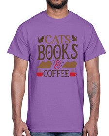 Cats Books Coffee Style 9#- cats- Cotton Tee