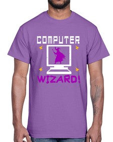 Computer wizard 52#- computer- Cotton Tee