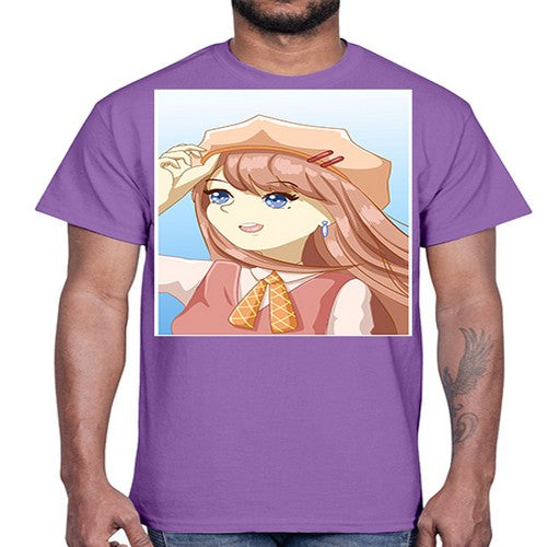 Cute beautiful and funny girl with hat 66#- anime- Cotton Tee