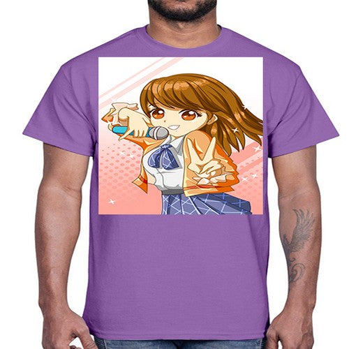 Cute teenage student girl singing song 47#- anime- Cotton Tee