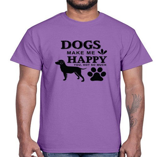 Dogs Make Me Happy Style 44#- dogs- Cotton Tee