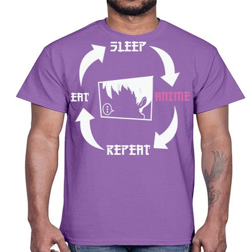 Eat Sleep Anime Repeat Anime Anime 226#- anime- Cotton Tee